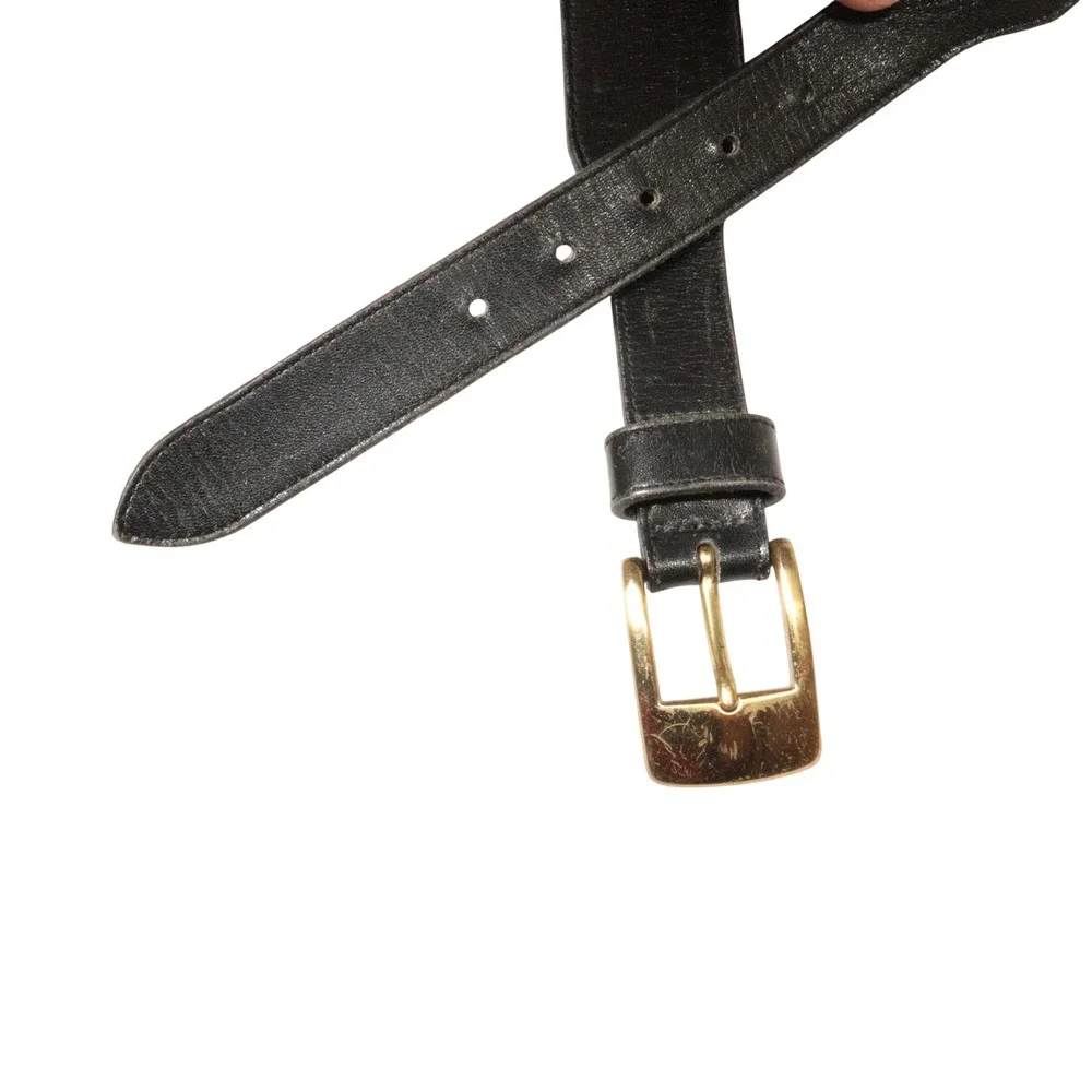 Vintage Eddie Bauer Belt‎ Aniline Glove Leather Brass Buckle Black Women M